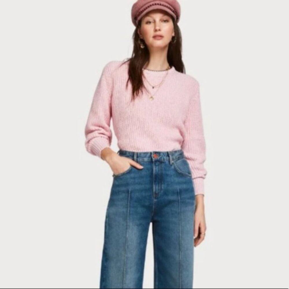 Scotch & Soda Chunky Pink Marled Pullover Sweater